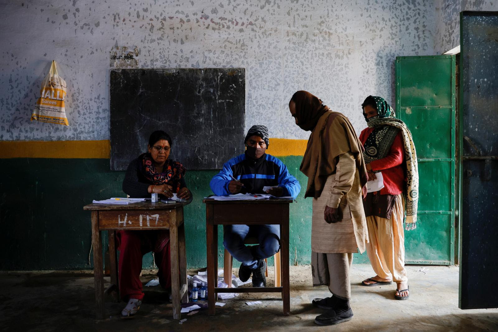 A polling station in Uttar Pradesh, India, February 2022
