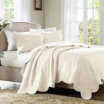 Home Essence Tuscany 3 Piece Coverlet Set - Ivory - Full/Queen
