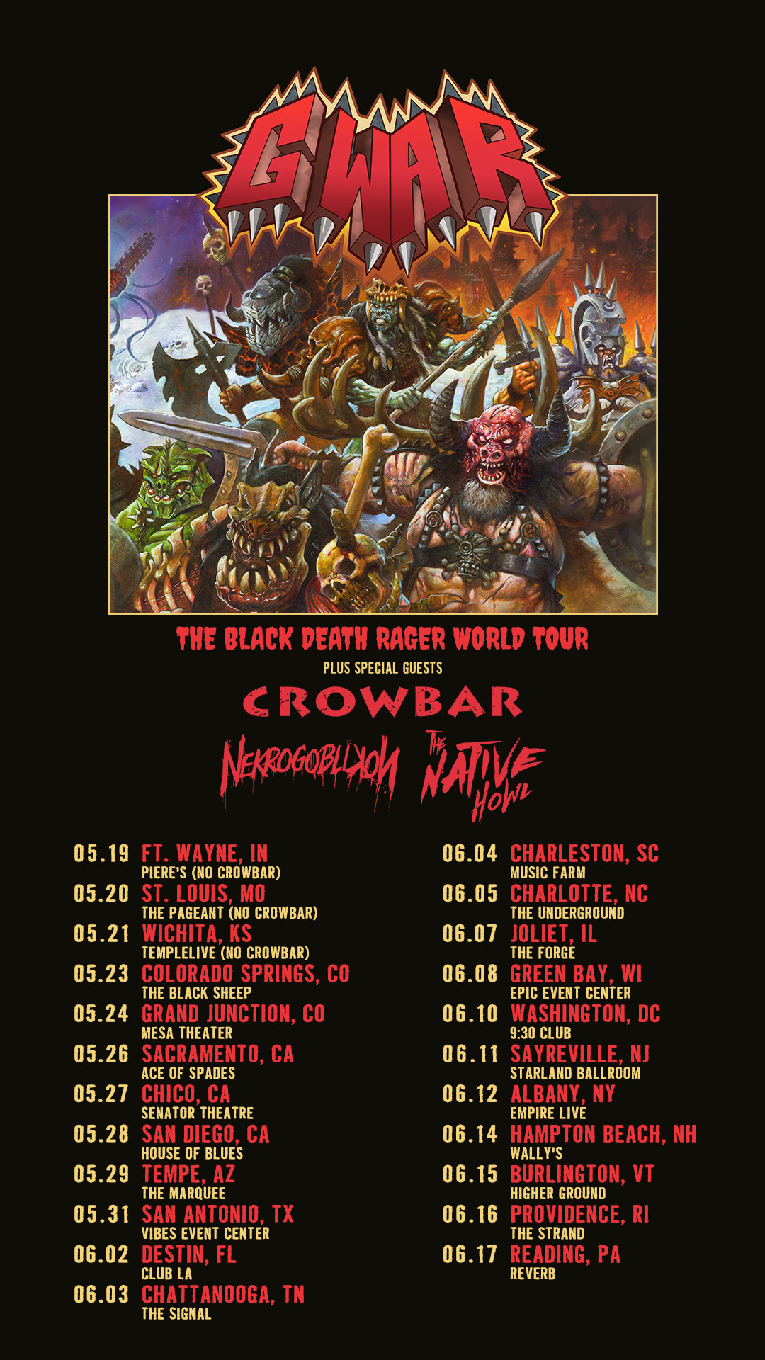 GWAR Announces North American Leg of “The Black Death Rager World Tour ...