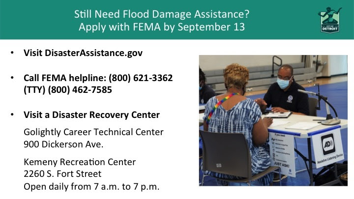 FEMA Flood Assistance Deadline - Sept. 13