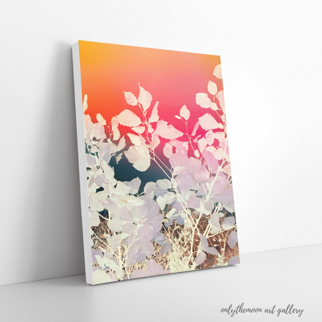 Rainbow sky leafy abstract canvas print By onlythemoon