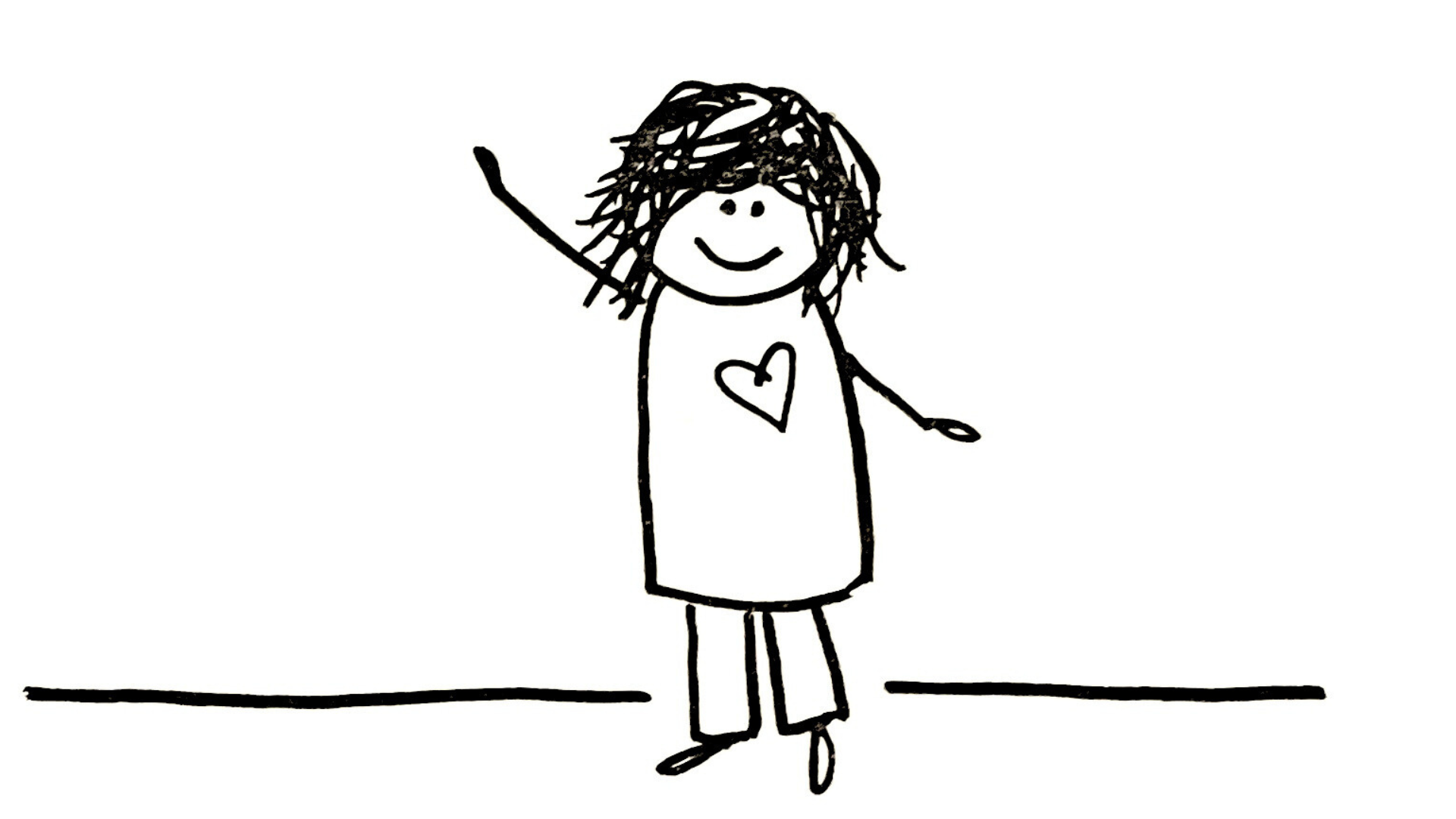 drawing of a smiling person with their arms out