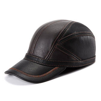 Unisex PU Leather Earflap Baseball Cap