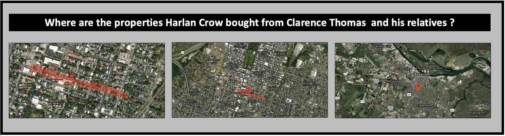 Where are the properties that Harlan Crow bought from Clarence Thomas and his family members.
