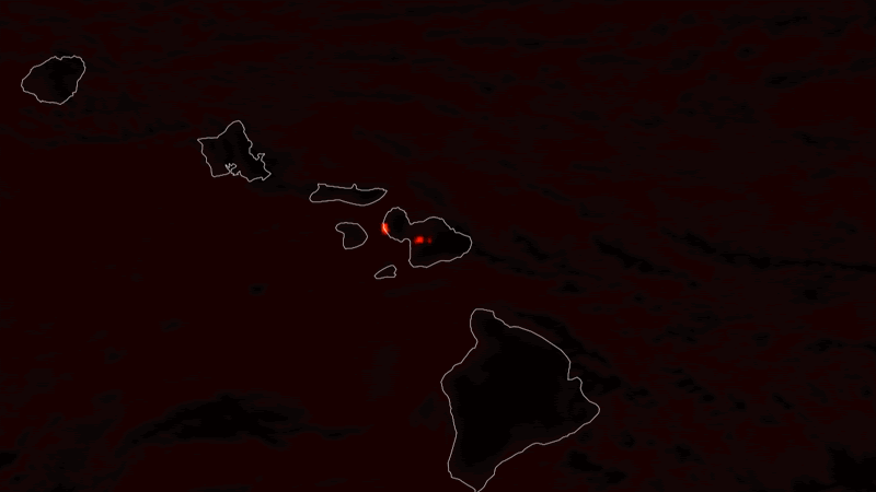 this GIF shows satellite of wildfires in Hawaii.