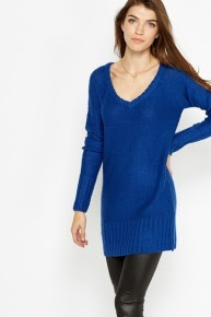 Wool Blend V-Neck Jumper Dress