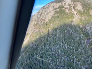 aerial view of mountain from helicopter