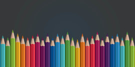 line up of colored pencils