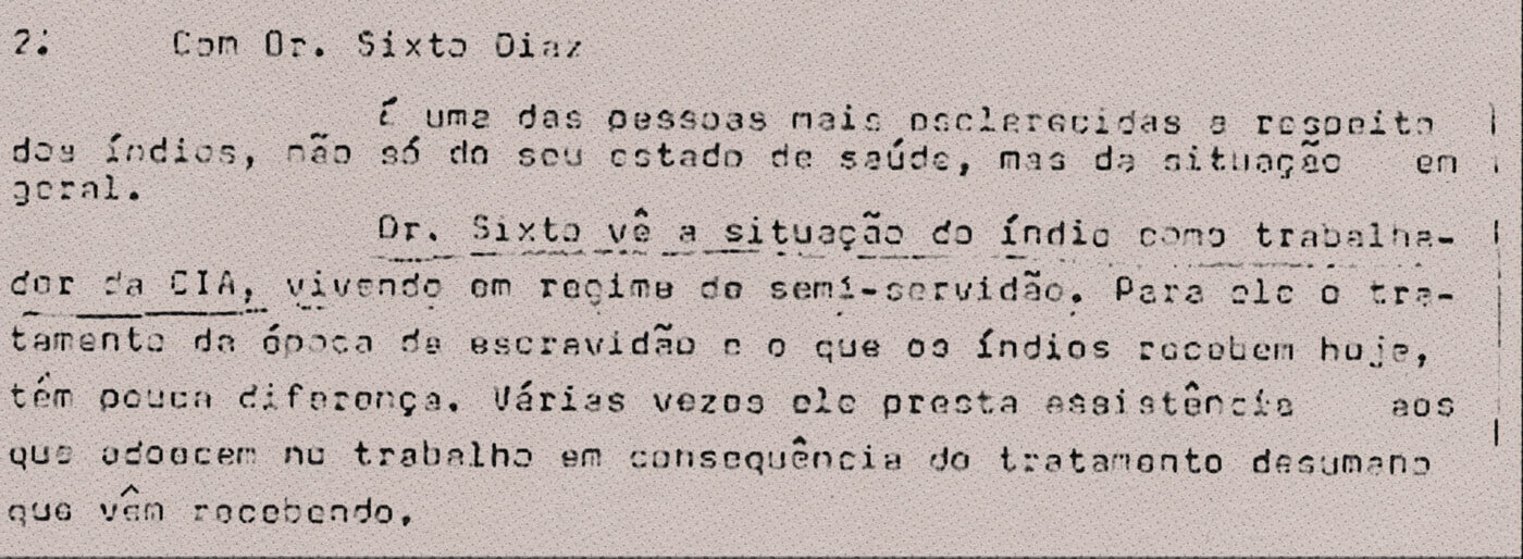 Relatrio da Funai que apontou indgenas em regime de 