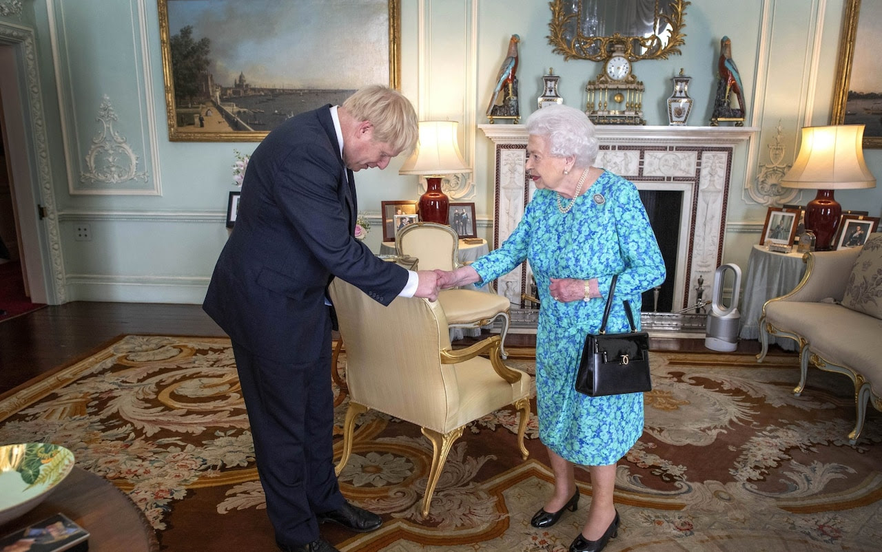 Boris Johnson with the Queen