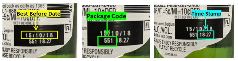 Example Production Code (Best Before Date, Package Code, Time Stamp)