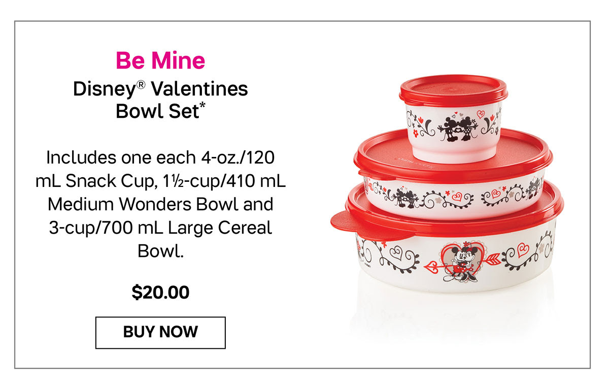 Tupperware Disney Valentines Bowl Set