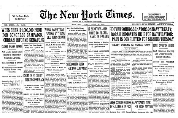 The BBC may have had no news on April 18, 1930, but The New York Times did.