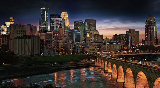 Downtown Minneapolis and the Stone Arch Bridge