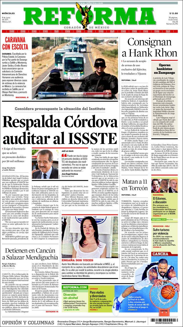 Portada de Reforma (México)