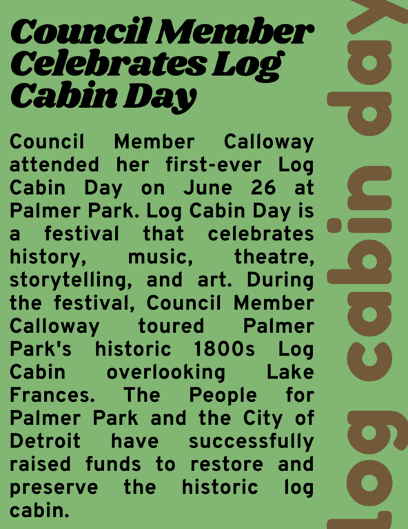 log cabin day people for palmer park