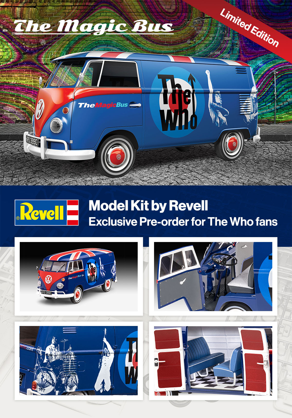 Volkswagen Revell Limited Edition The Who Campervan Model Kit - Highly  Detailed VW Model Kit