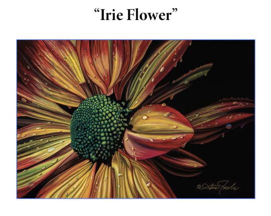 painting of a yellow red and green flower by scott jacobs