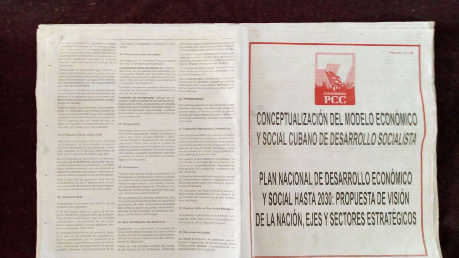 Conceptualización del Modelo Económico y Social Cubano de Desarrollo Socialista y Plan Nacional de Desarrollo y Social hasta 2030.