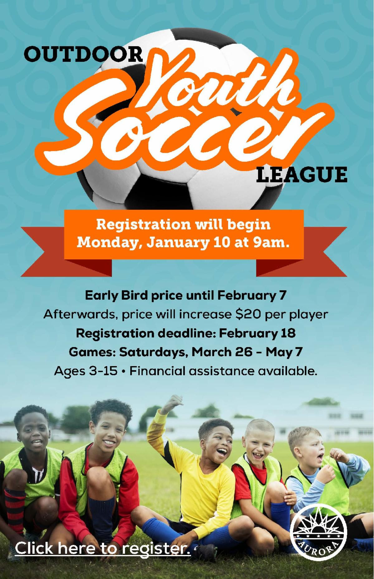 Youth Spring Soccer league flyer