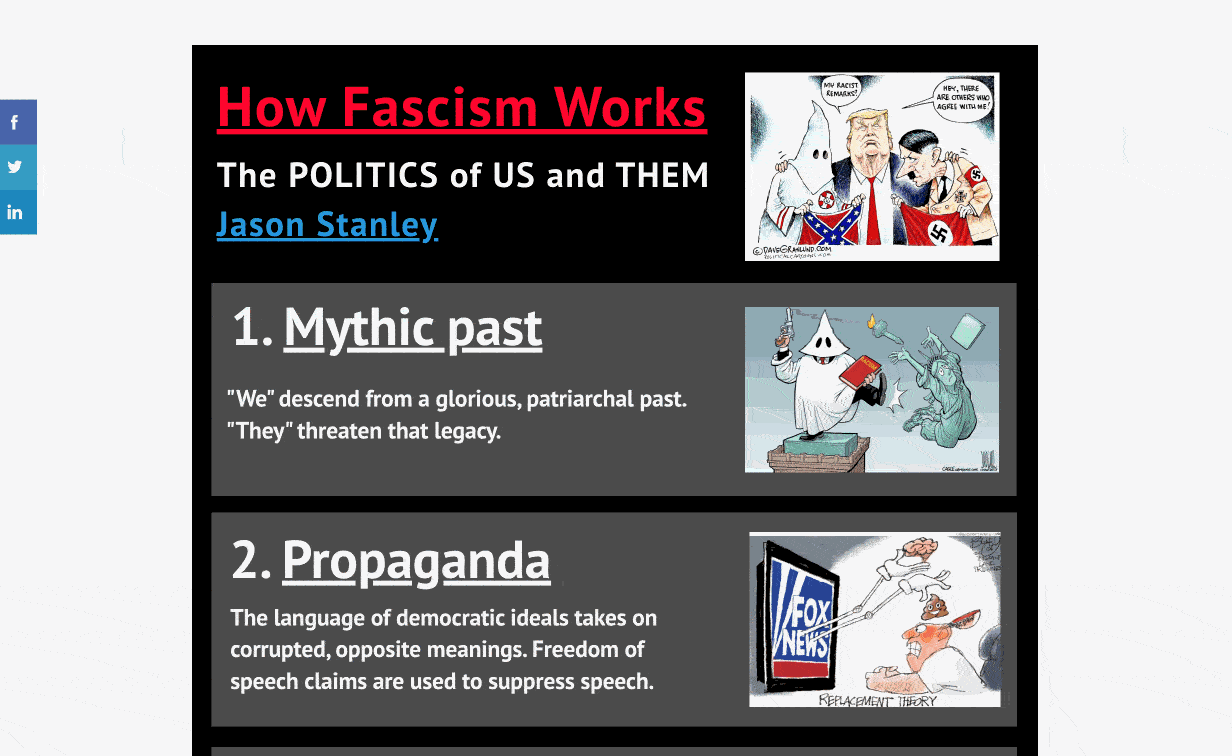 What is fascism? How do you spot it? Joseph Stanley, a Yale Professor of Philosophy explains how to spot the signs before it's too late in "How Fascism Works".