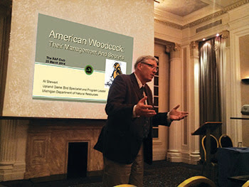 Al Stewart is shown giving a presentation on American woodcock.
