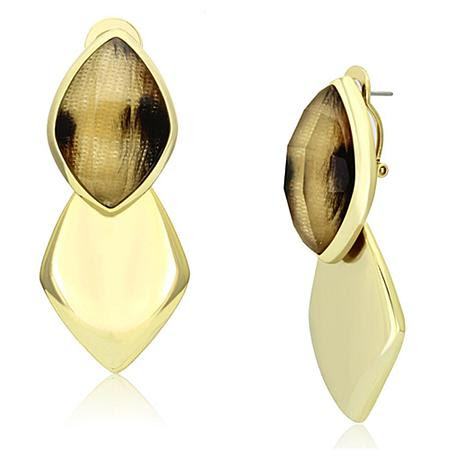 VL073 - IP Gold(Ion Plating) Brass Earrings with Synthetic Synthetic Stone in Animal pattern
