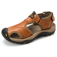 Men Anti Collision Toe Comfy Casual Leather Sandals