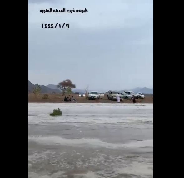 فيديو متداول للسيول الجارفة اليوم في ظبوعة غرب المدينة