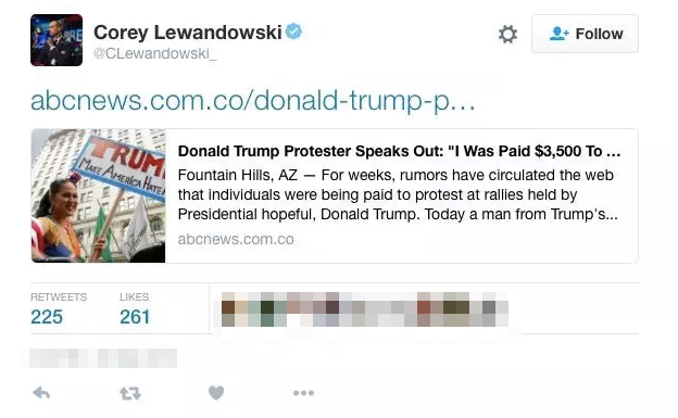 corey lewandowski trump paid protest