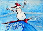 Surfing Snowman - Posted on Tuesday, November 11, 2014 by Monique Morin Matson