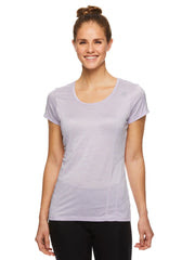 Reebok Women's Fitted Performance Spacedye Mini Burnout Stripe T-Shirt