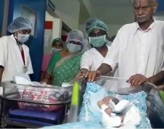 74-year old woman delivers?twin baby girls after 54-years of marriage (Photos)