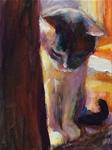 Cat by the Curtain - Posted on Sunday, February 22, 2015 by Sharon Savitz