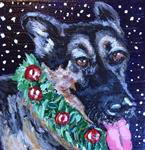 German Shepherd wearing Christmas Wreath - Posted on Thursday, November 27, 2014 by Melissa Torres