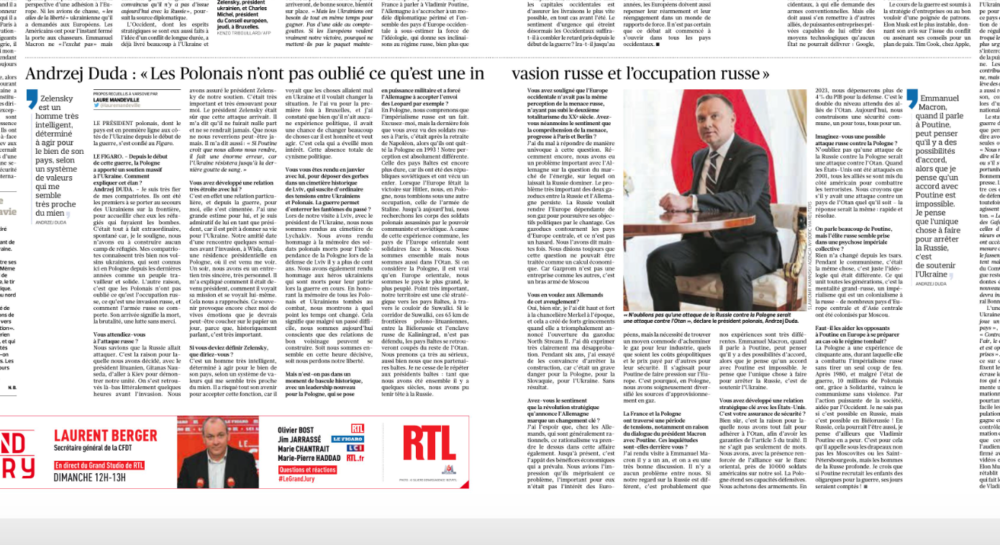 Prezydent Andrzej Duda w Le Figaro