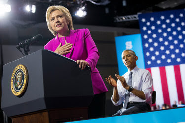 Hillary Clinton at a campaign rally with President Obama in Charlotte, N.C., on Tuesday.