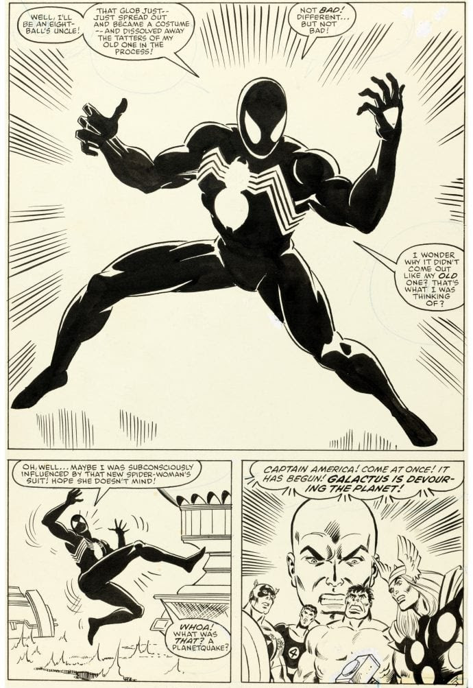 Mike Zeck, Marvel Super-Heroes Secret Wars issue 8, page 25 (1984). Photo courtesy of Heritage Auctions. Mike Zeck, Marvel Super-Heroes Secret Wars issue 8, page 25 (1984). Photo courtesy of Heritage Auctions.