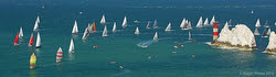 Sails rounding The Needles off Isle of Wight