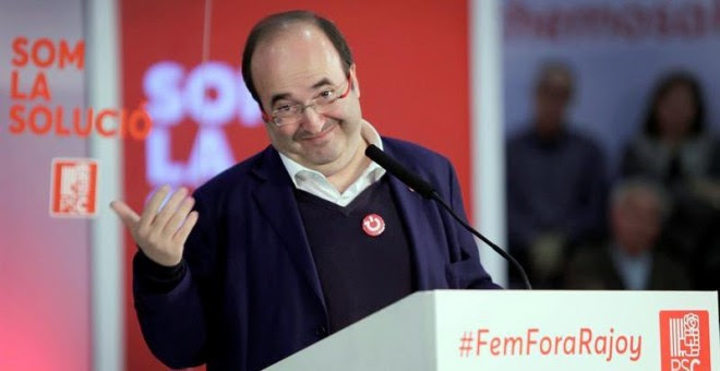 El secretario de los socialistas catalanes, Miquel Iceta, durante el acto de inicio de campaña. EFE