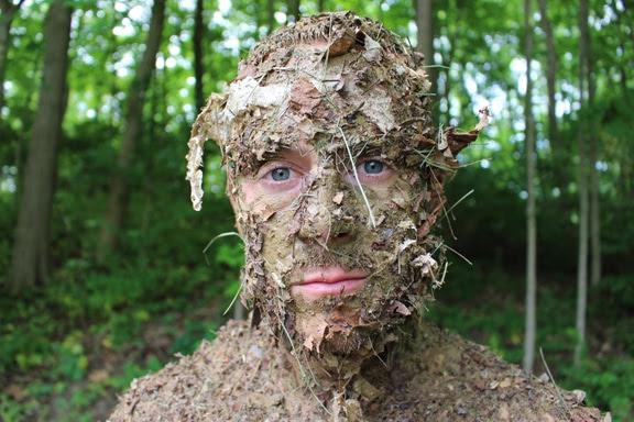 forest debris on face natural camouflage