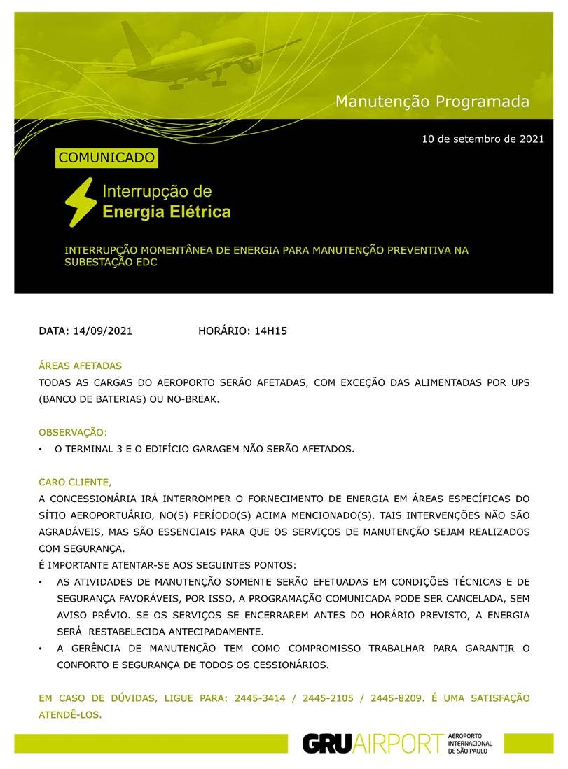 COMUNICADO Interrupção Energética