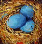 Original Blue Eggs Nest Still life Acrylic - Posted on Saturday, December 13, 2014 by Alice Harpel