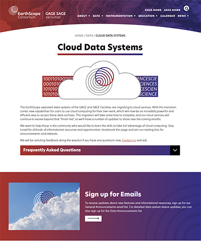 webpage screenshot with title ''Cloud Data Systems''