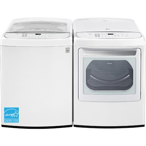 LG 5.0 CuFt Top Load Washer And 7.3 CuFt Front Load Electric Dryer