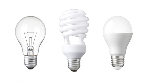 tungsten bulb_ fluorescent bulb and LED bulb. revolution of three generation Light bulb. evolution of energy saver bulb