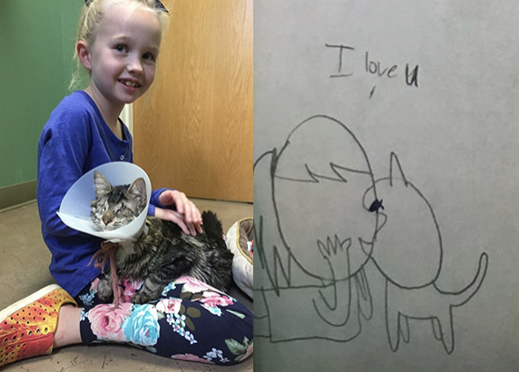 One blind rescue kitty found a forever home after a little girl couldn't stop drawing pictures of he ScreenShot2017-04-07at11.28.55AM