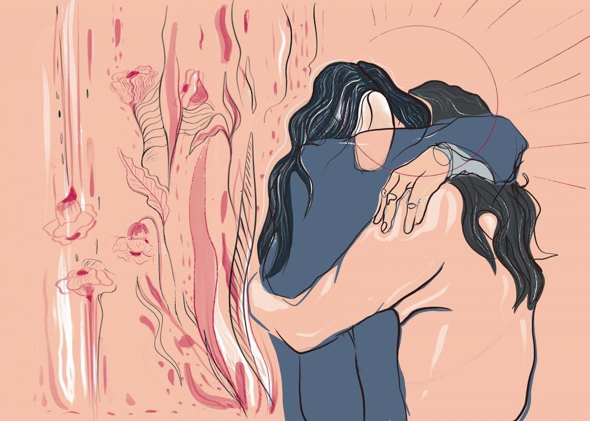 two people embracing (drawing)