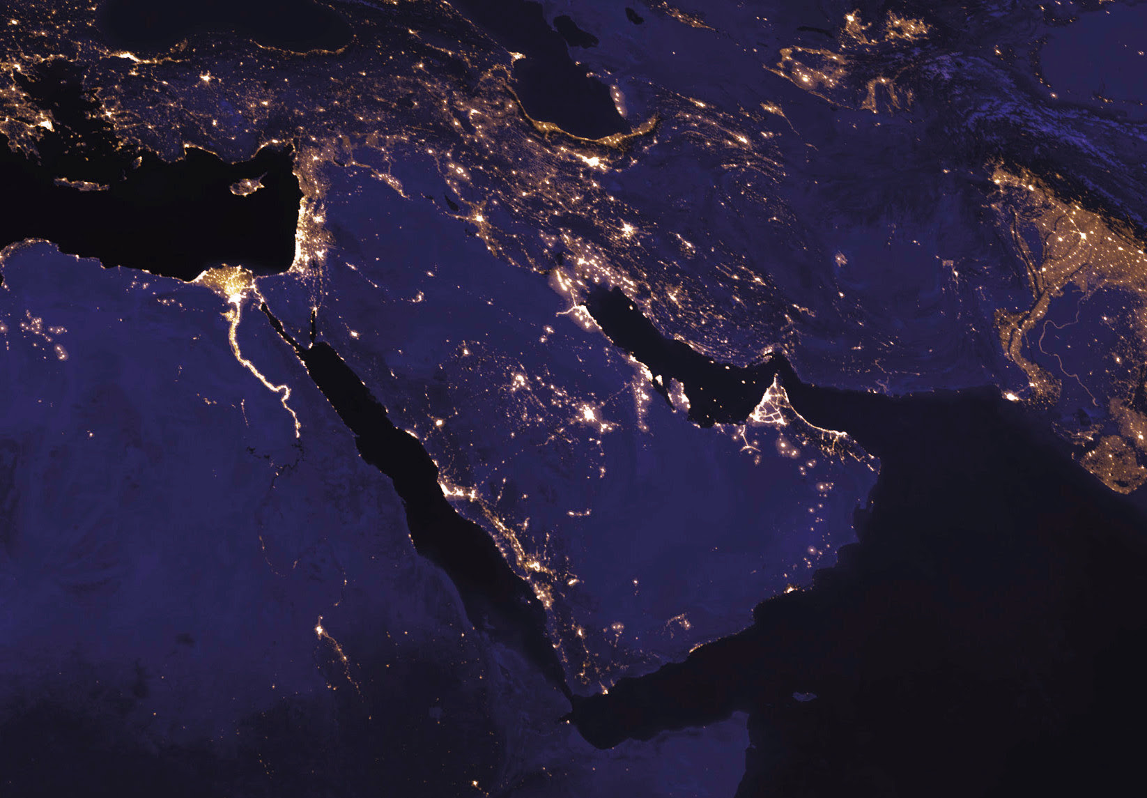 The Middle East at night from space