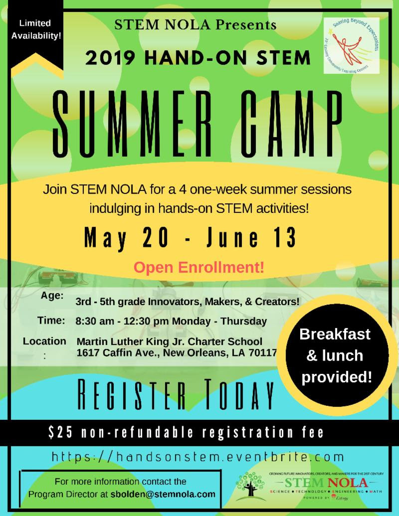 STEM NOLA Summer Camp is NOW Open!!!!! LA Language Access & Latino Forum